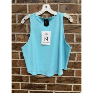 Naked Wardrobe Baby Blue Waffle Knit Crop Tank Top NW-T5468-TH Womens‎ 2X NEW